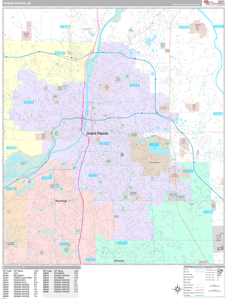 Grand Rapids City Digital Map Premium Style